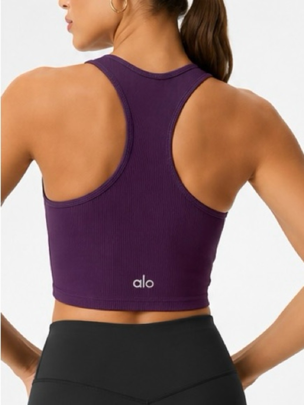 ALO Yoga Ribbed Racerback Crop Tank in Deep Purple M 💜